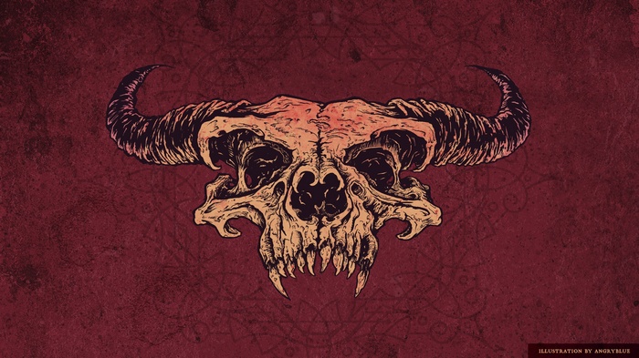 Demon Skull with Horns Artwork by Angryblue