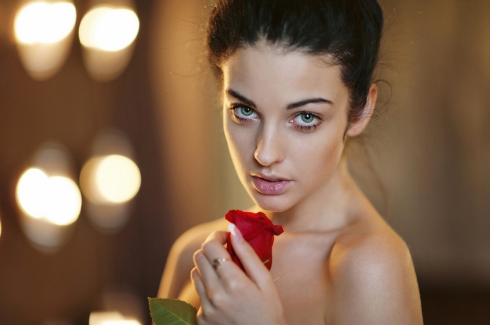 Alla Berger with a red rose