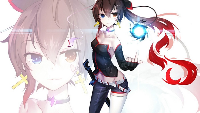 Anime girl with heterochromia and sword