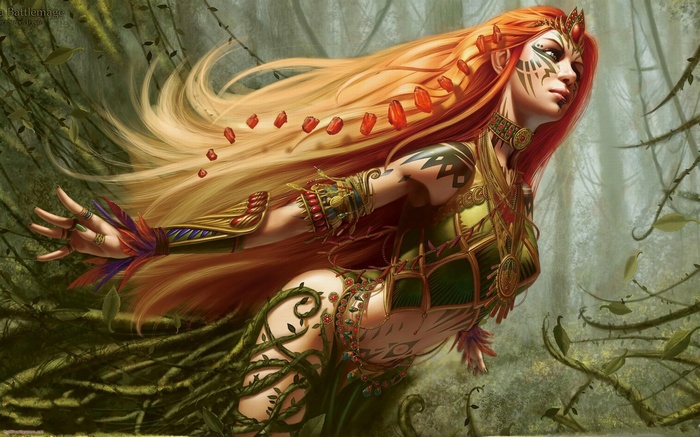 Fantasy art of a woman with long blonde hair