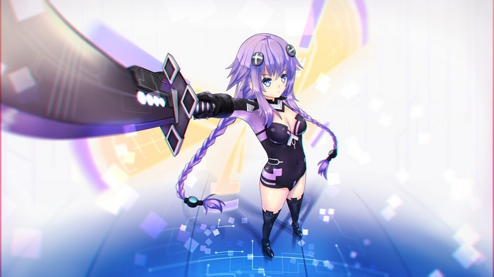 Purple Heart from Hyperdimension Neptunia holding a sword