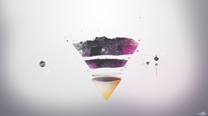 Abstract geometric shapes and textures on a gradient background