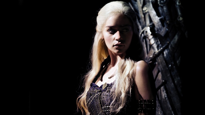 Daenerys Targaryen sitting on the Iron Throne