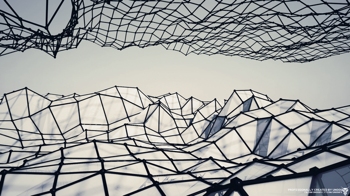 Abstract low poly wireframe landscape
