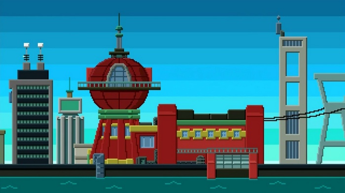 Futurama Planet Express Building in Pixel Art