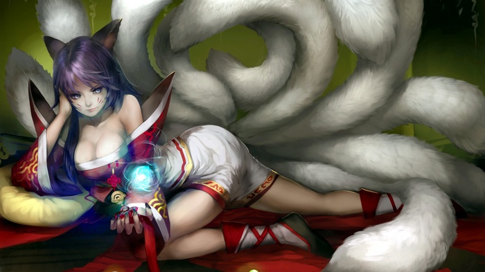Ahri from League of Legends with nine tails