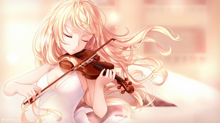 violin, anime, blonde, anime girls, Miyazono Kaori, Shigatsu wa Kimi no Uso