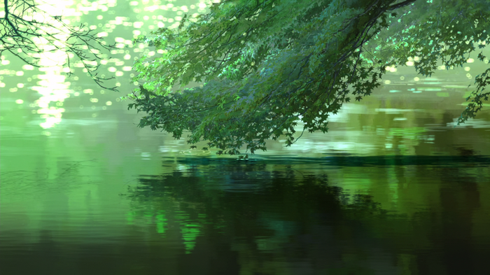 The Garden of Words: Green Water and Trees