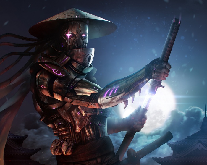 fantasy art, samurai, katana