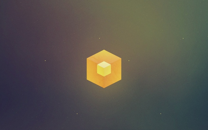 Abstract orange and yellow cubes in space