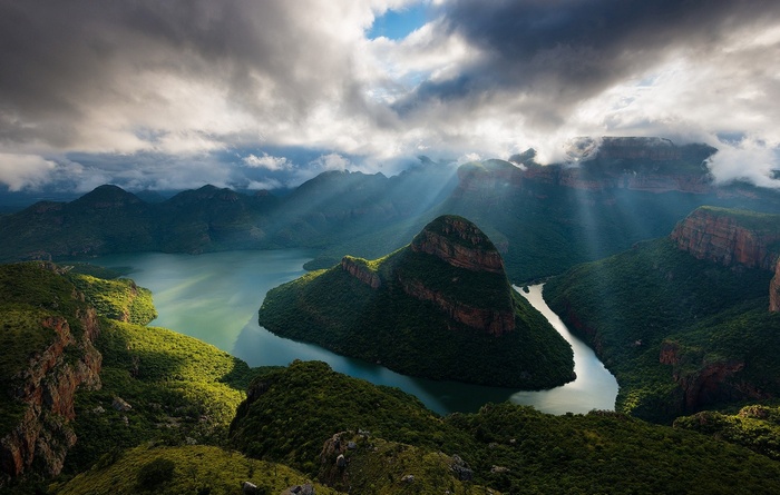 Blyde River Canyon, South Africa, with sun rays