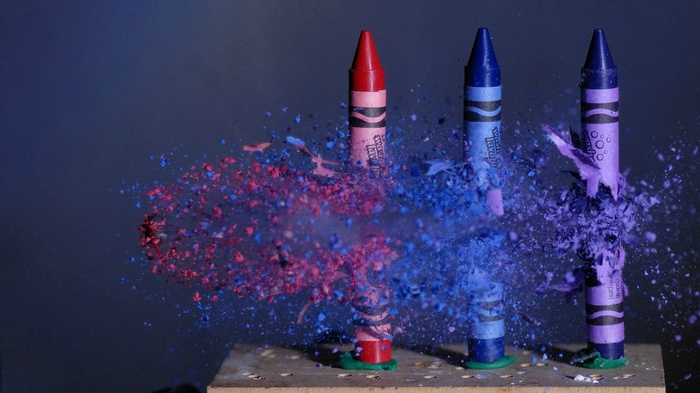Exploding Crayons in Freeze Frame