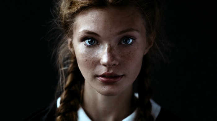Dasha Milko with braids and freckles