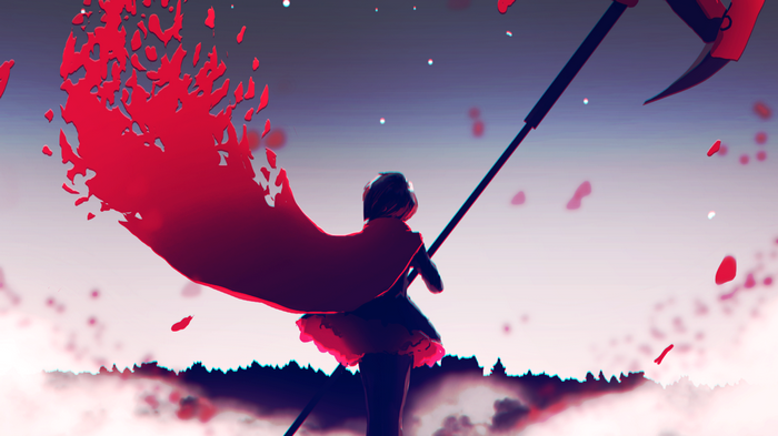 Ruby Rose with Scythe and Red Cape