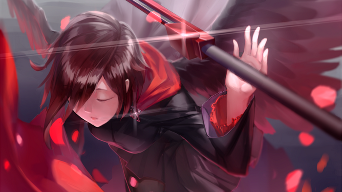 Ruby Rose with wings and scythe