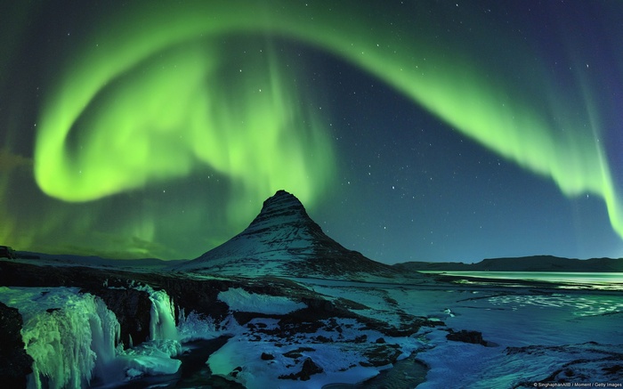 Aurora Borealis over Kirkjufell mountain, Iceland