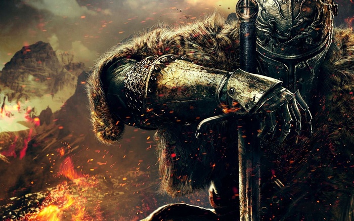 Dark Souls II Knight with Sword and Fur Armor