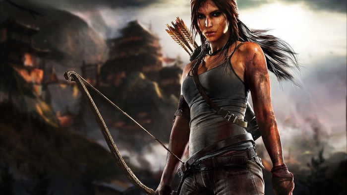 Lara Croft with bow and arrows in Tomb Raider
