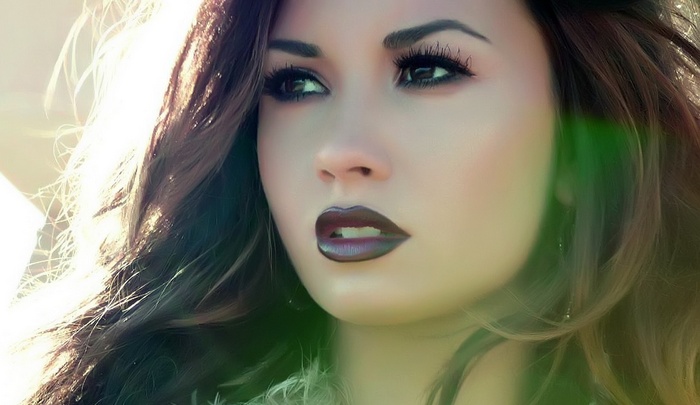 Demi Lovato with dark lipstick