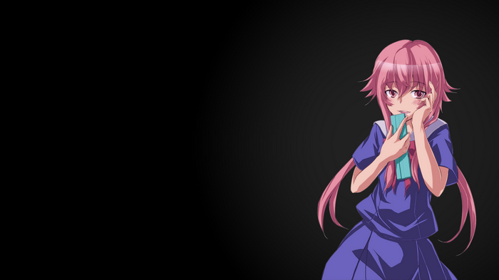 Gasai Yuno from Mirai Nikki holding a book