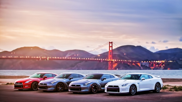Nissan GT-R Cars with Golden Gate Bridge
