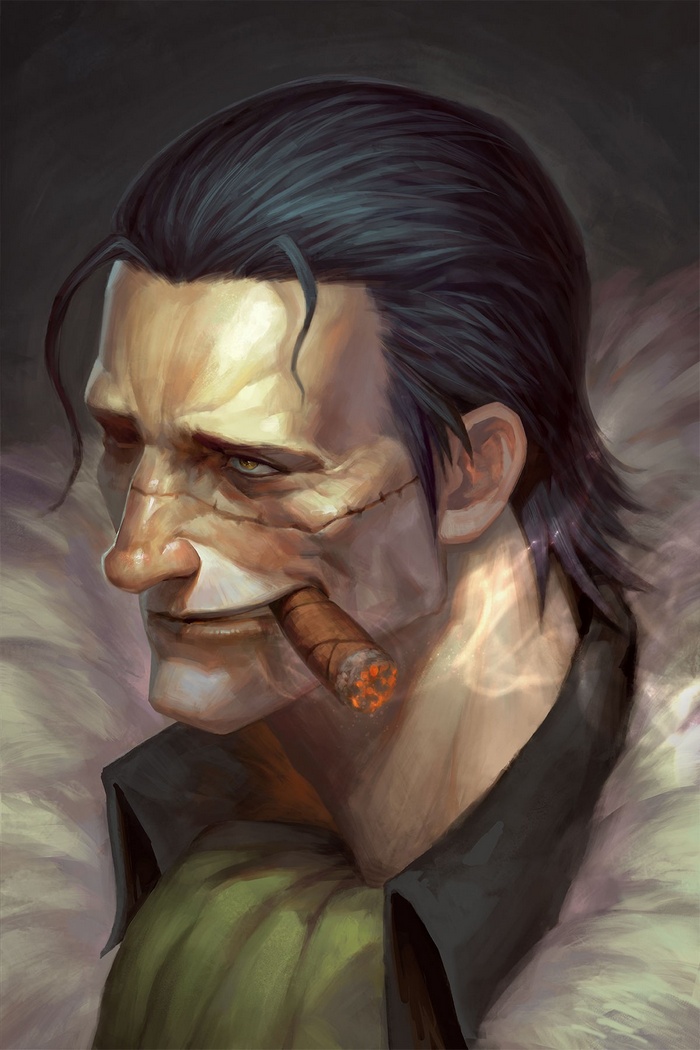 Crocodile from One Piece smoking a cigar