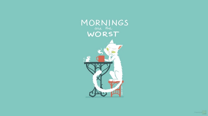 Cat and mouse with coffee, mornings are the worst