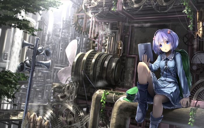 Kawashiro Nitori in a Steampunk Industrial City