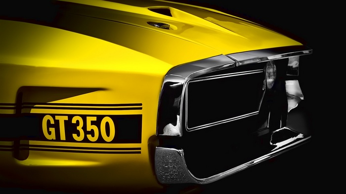 Yellow Ford Mustang GT350 close-up