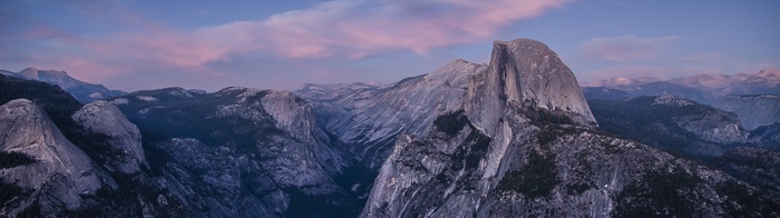 Half Dome in Yosemite National Park at dusk