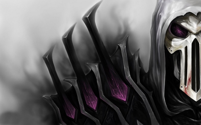 World of Warcraft character with skull mask and armor