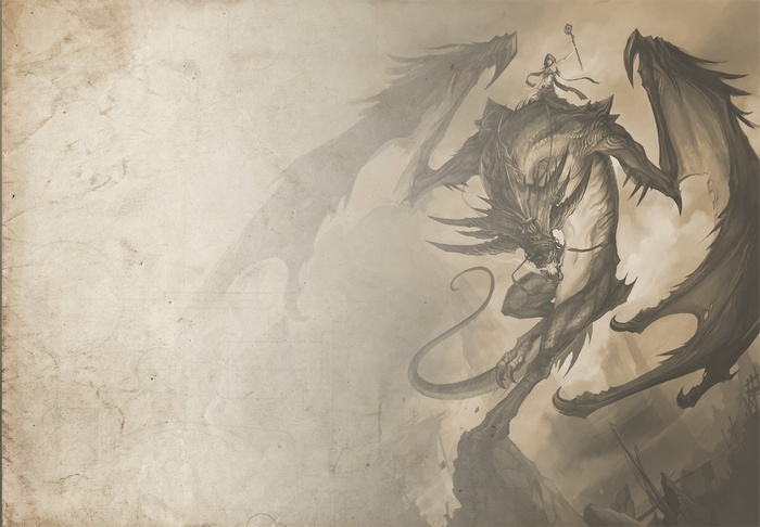 Morrigan riding a dragon with wings