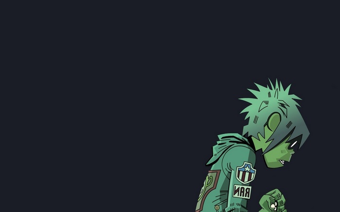 2-D from Gorillaz in a green jacket