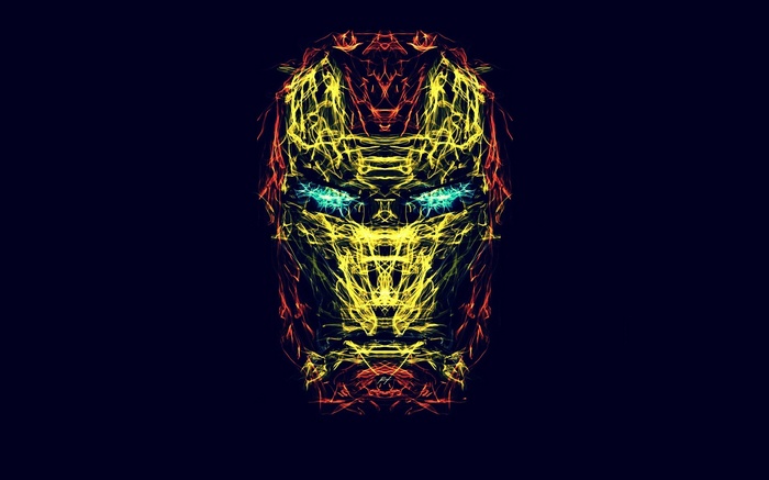 Iron Man mask made of glowing lines