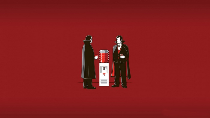 Vampires at a blood water cooler