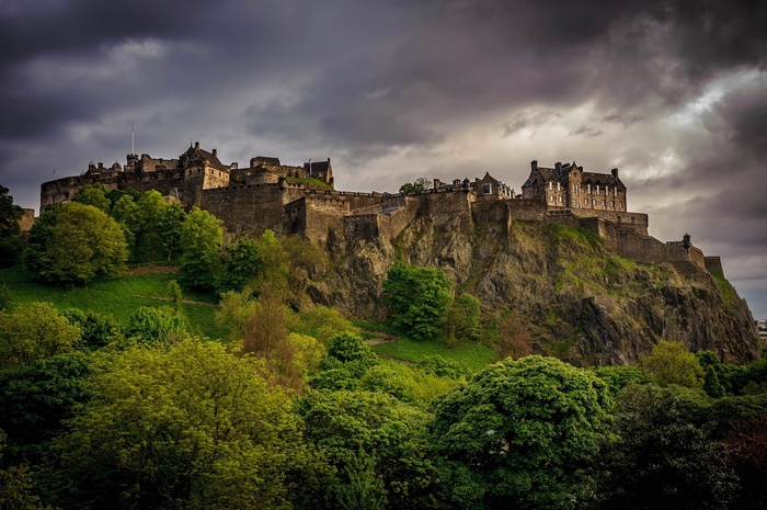 Edinburgh Castle on a rocky outcrop in Scotland