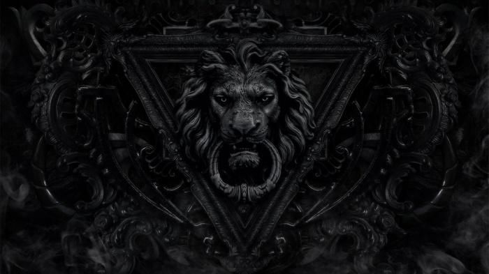 Monochrome Gothic Lion Door Knocker
