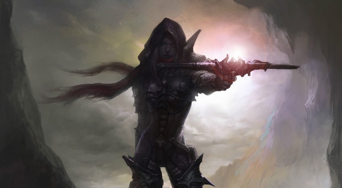 Diablo III: A hooded figure aims a weapon