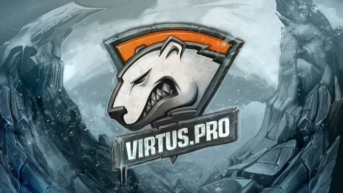 Virtus.Pro logo with a polar bear and icy background