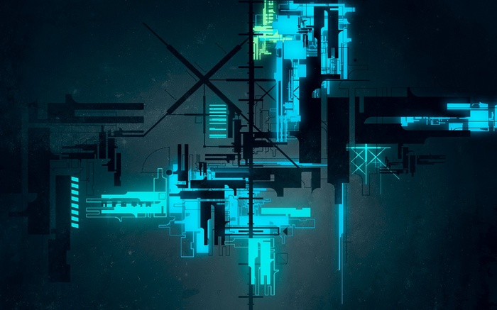 Abstract glowing neon lines and geometric shapes