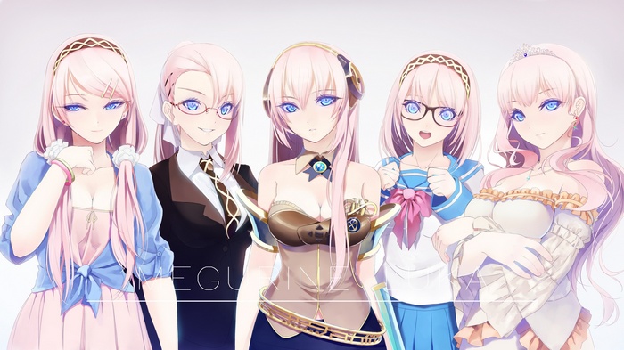 Megurine Luka and friends in various outfits