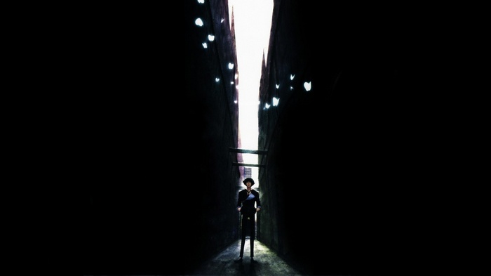 Spike Spiegel in a dark alleyway