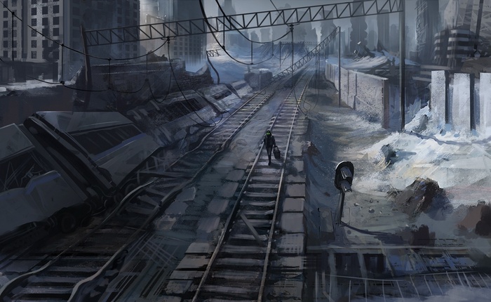 Vitaly S Alexius in a post-apocalyptic train yard