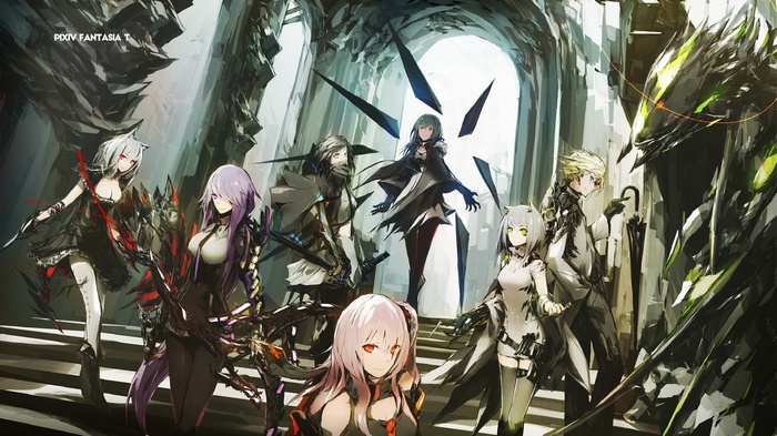Pixiv Fantasia T anime characters with weapons