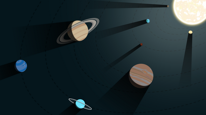 Solar System planets orbiting the Sun