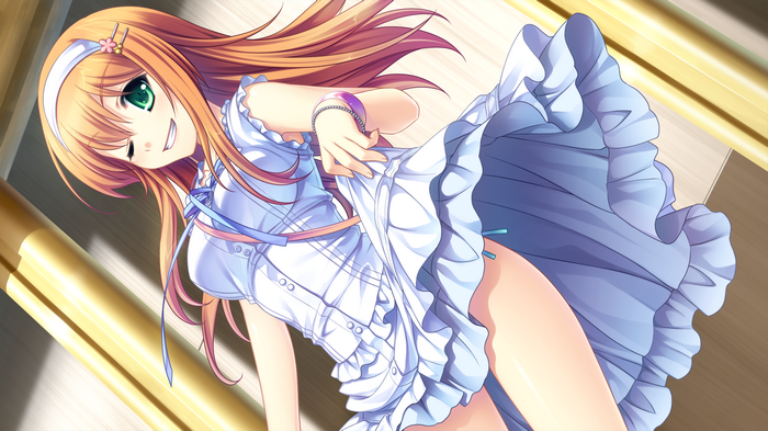Haruki Urara in a white dress from Sora no Mukou de Sakimasu you ni
