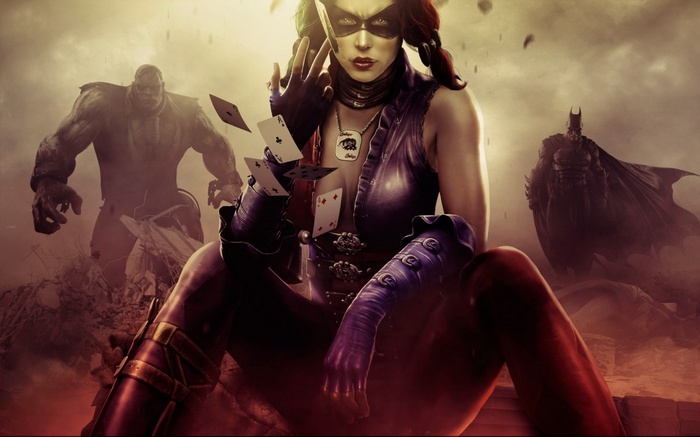 Harley Quinn, Batman, and Solomon Grundy in DC Comics art