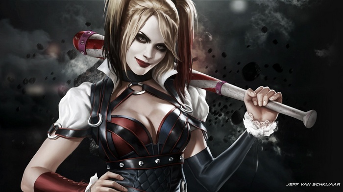 Harley Quinn holding a baseball bat