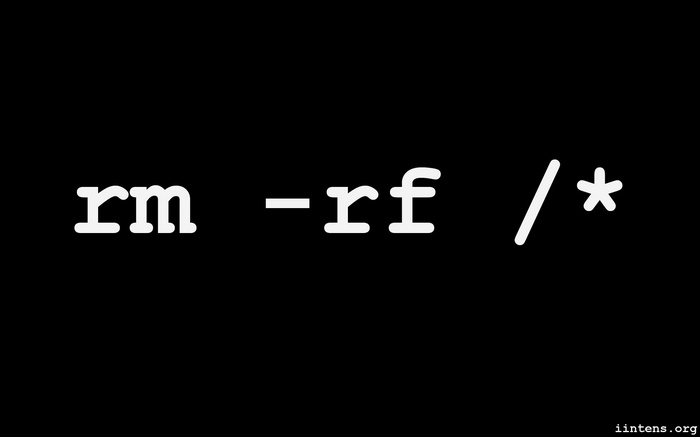 rm -rf / command on black background