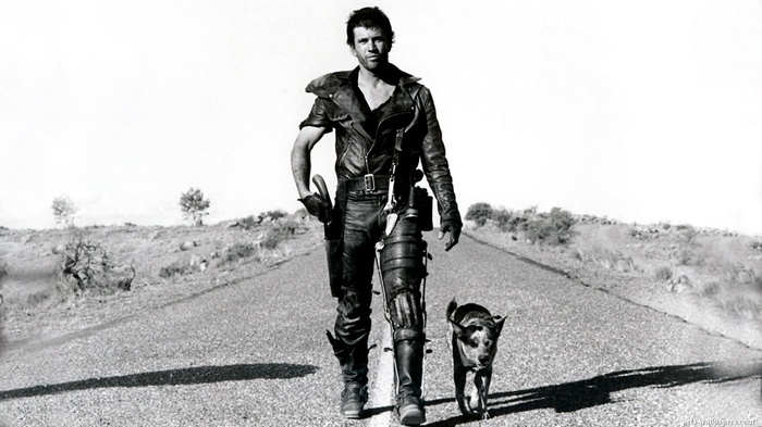 Mel Gibson as Mad Max with his dog